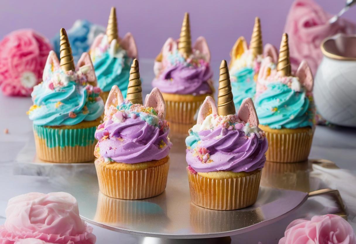 Image showing the final output answering the question: whip up a batch of Unicorn Ice Cream cupcakes.