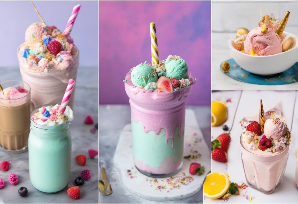 Image showing the final output answering the question: make Unicorn Ice Cream milkshakes.