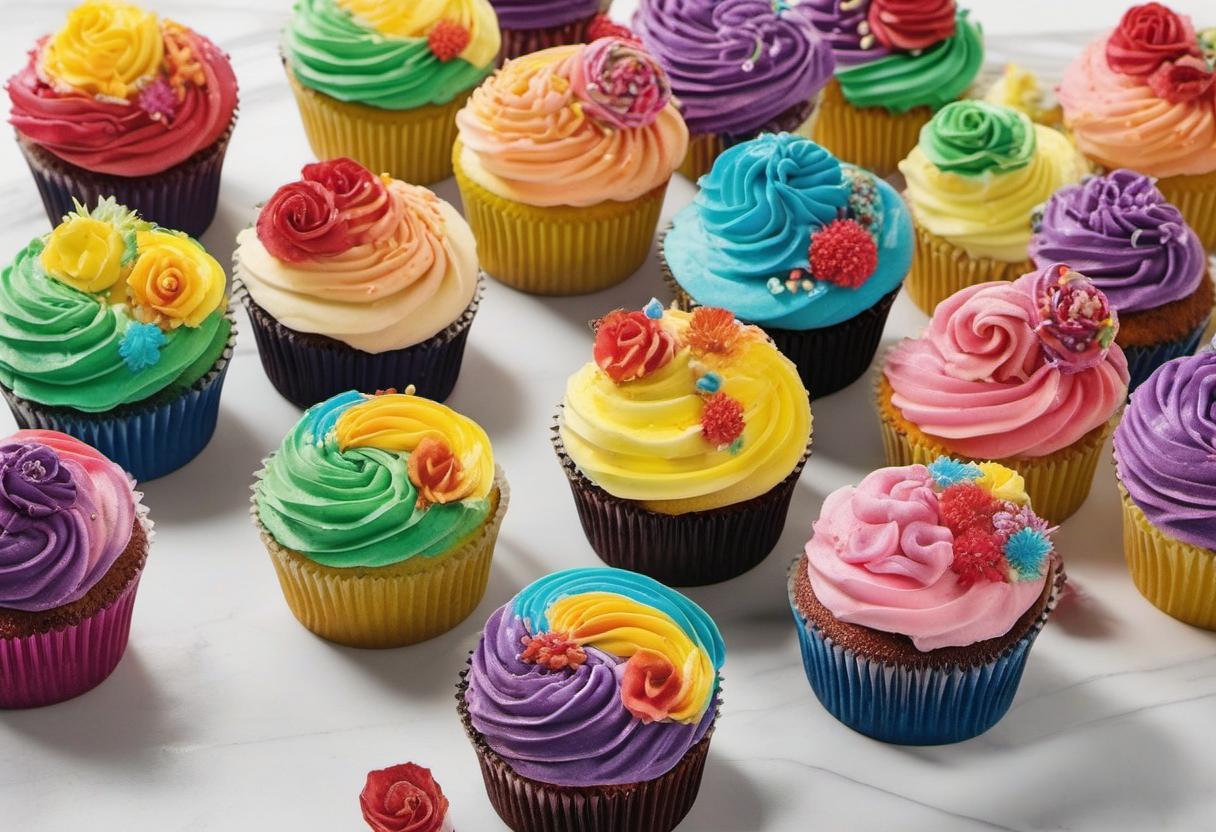 Image showing the final output answering the question: decorate Rainbow Cupcakes like a pro.
