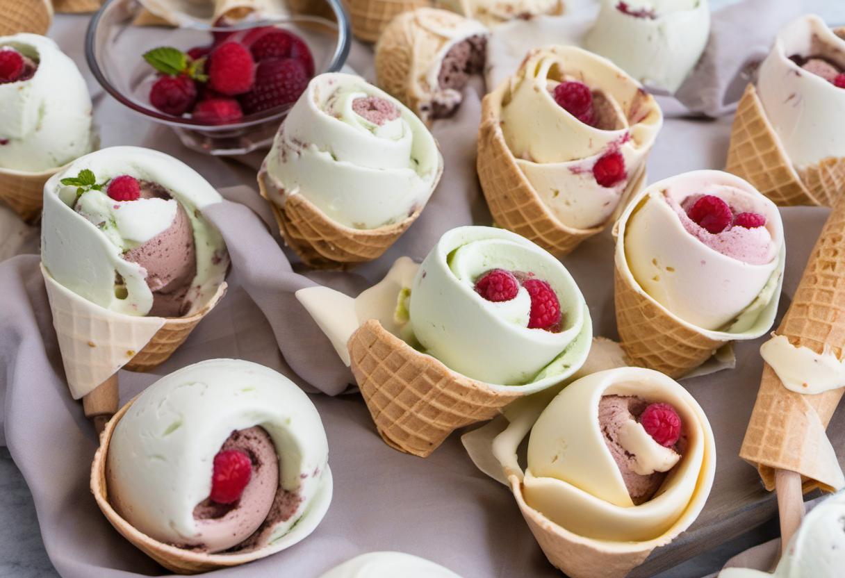 Image showing the final output answering the question: make Rolled Ice Cream without an ice cream machine.
