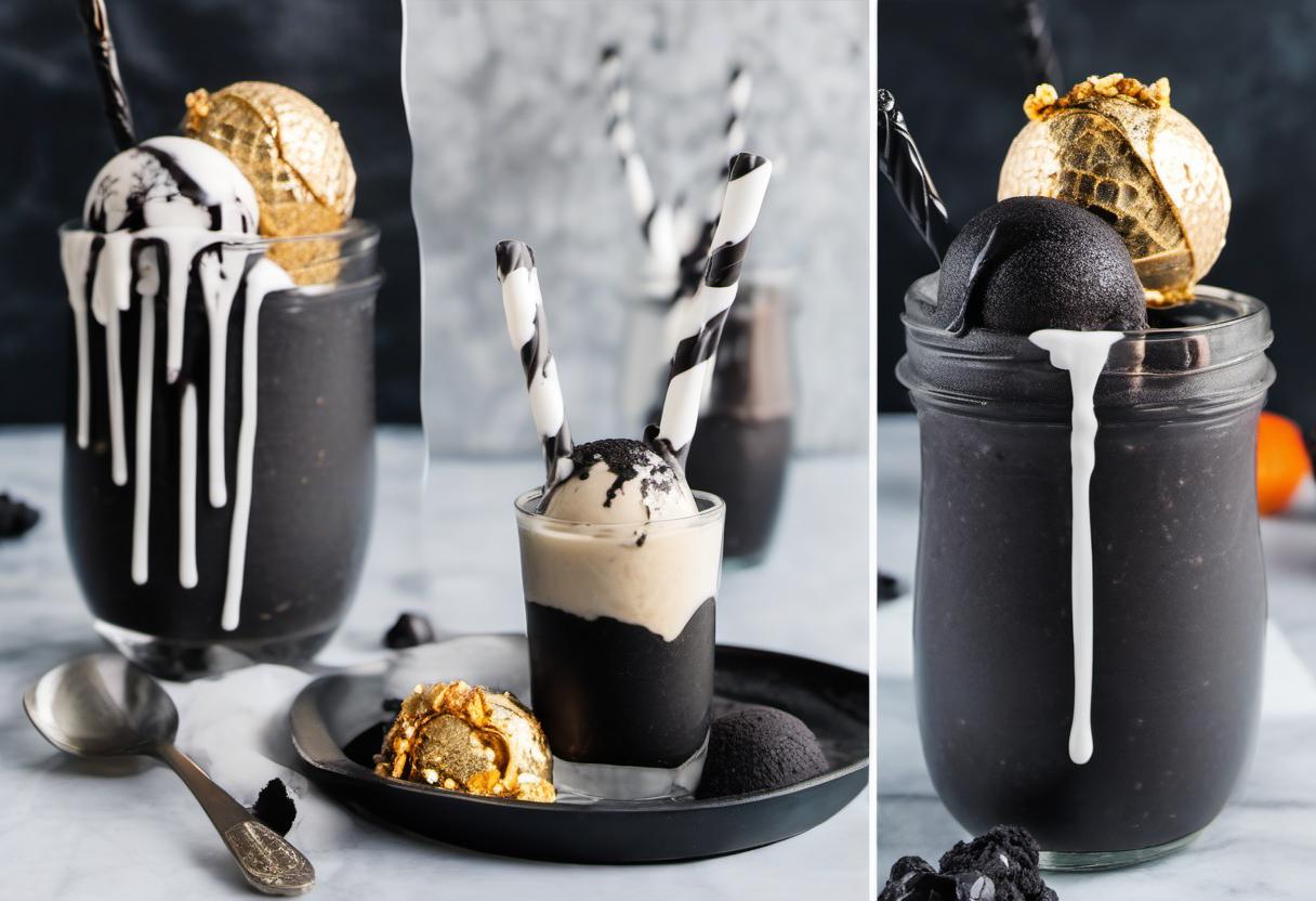 Image showing the final output answering the question: mix up a spooky black ice cream shake.