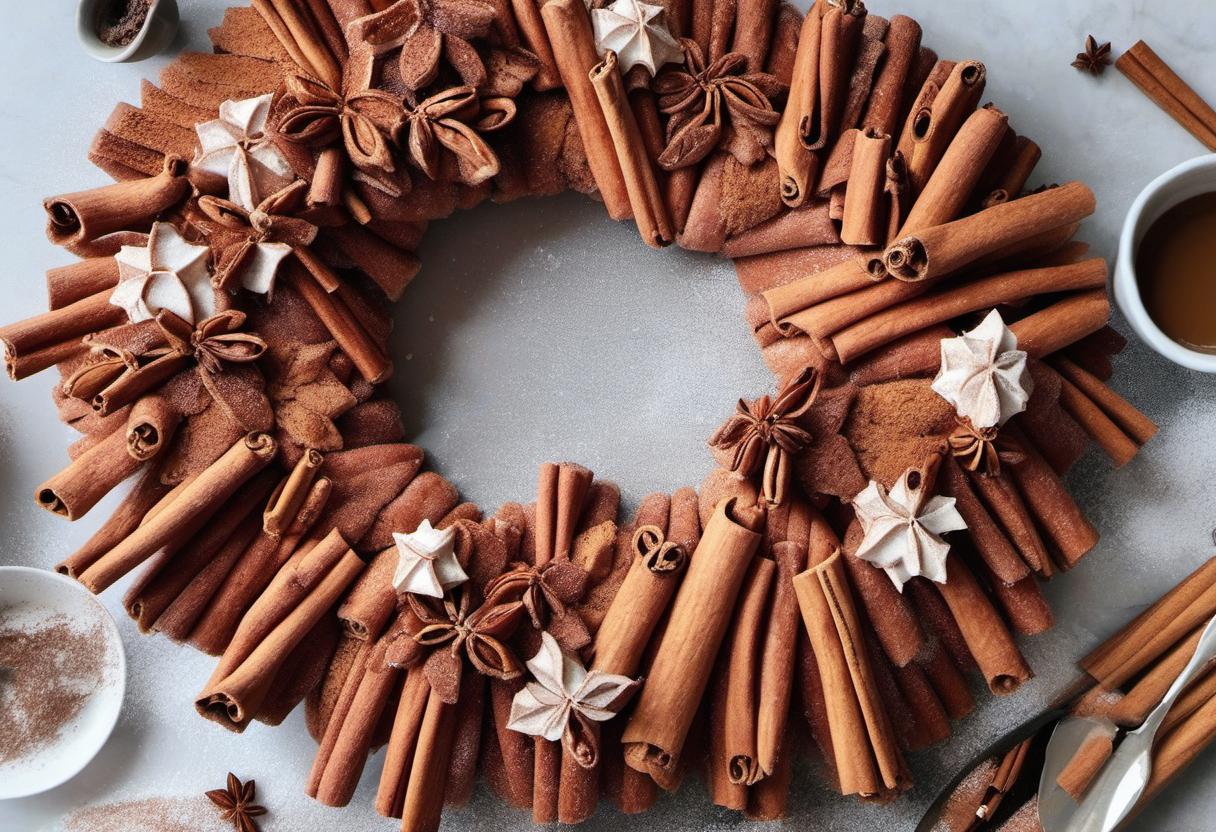 Image showing the final output answering the question: bake an enormous cinnamon wreath.