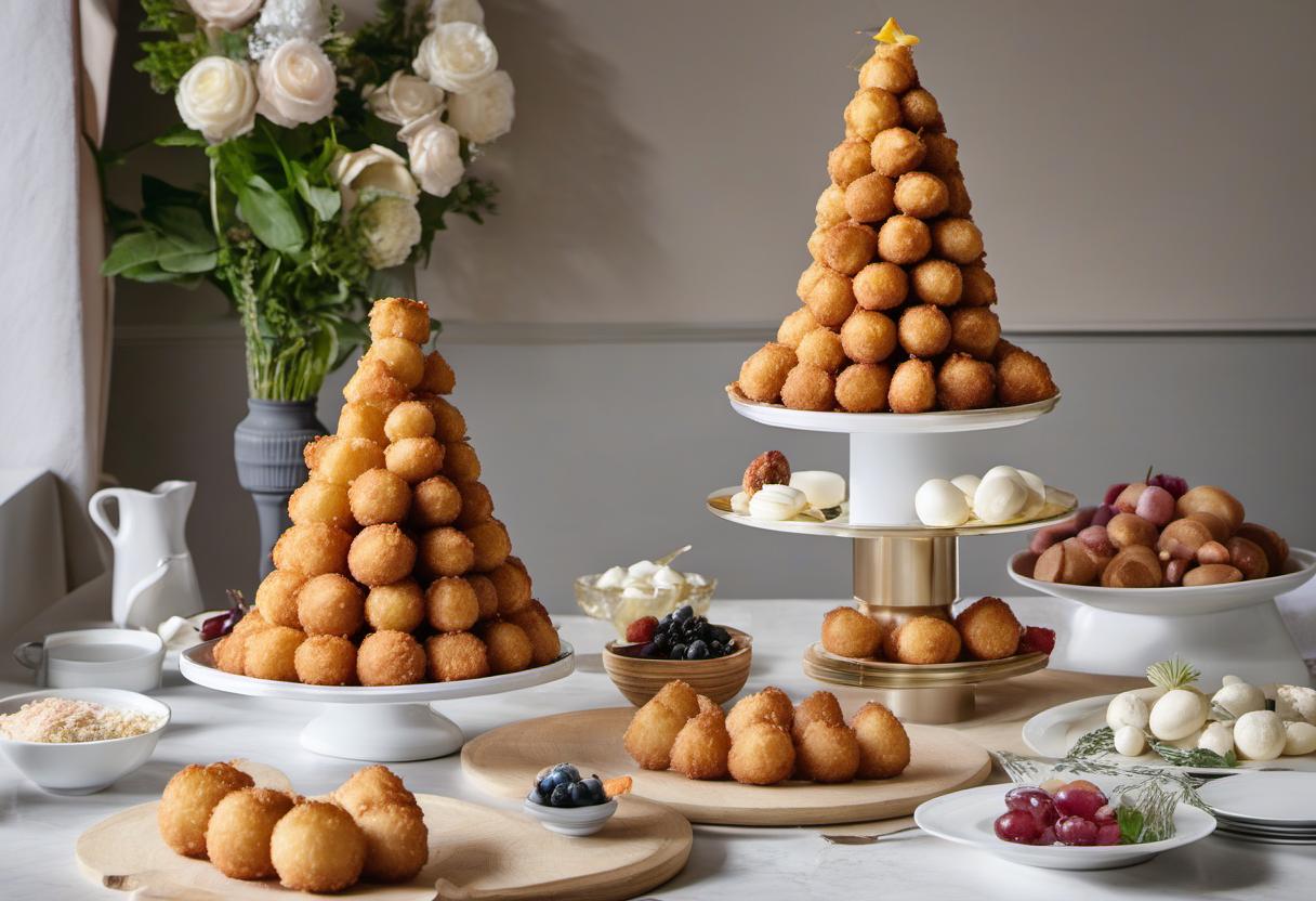 Image showing the final output answering the question: fill and assemble a Croquembouche.