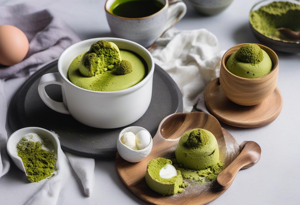 Image showing the final output answering the question: bake a Matcha Lava Cake without an oven.