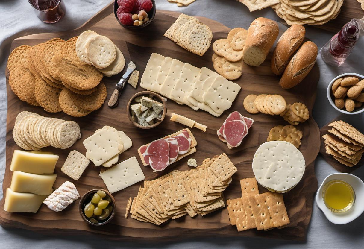 Image showing the final output answering the question: choose the perfect bread and crackers for a Picnic Charcuterie Board.
