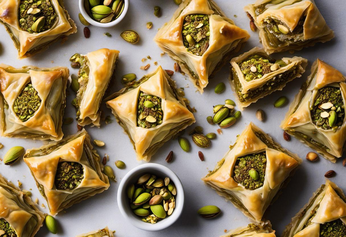 Image showing the final output answering the question: How do I make pistachio Baklava.