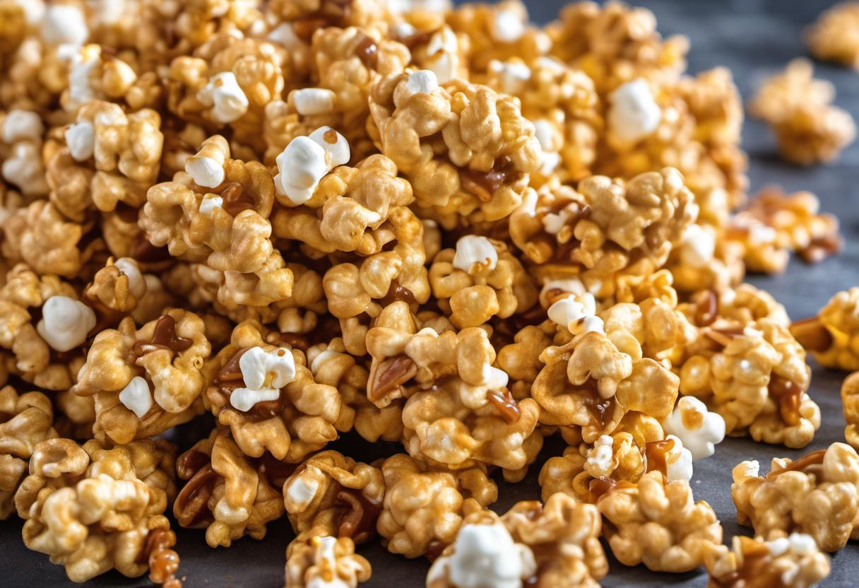 Image showing the final output answering the question: How do I bake Golden Grahams caramel popcorn.