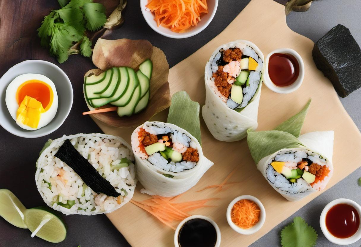 Image showing the final output answering the question: How do I make a gluten-free Sushi Burrito.