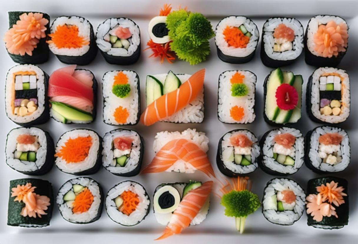 Image showing the final output answering the question: How do I decorate a Sushi Cake.
