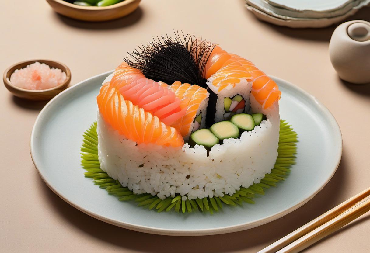 Image showing the final output answering the question: How do I add a twist to a classic Sushi Cake.