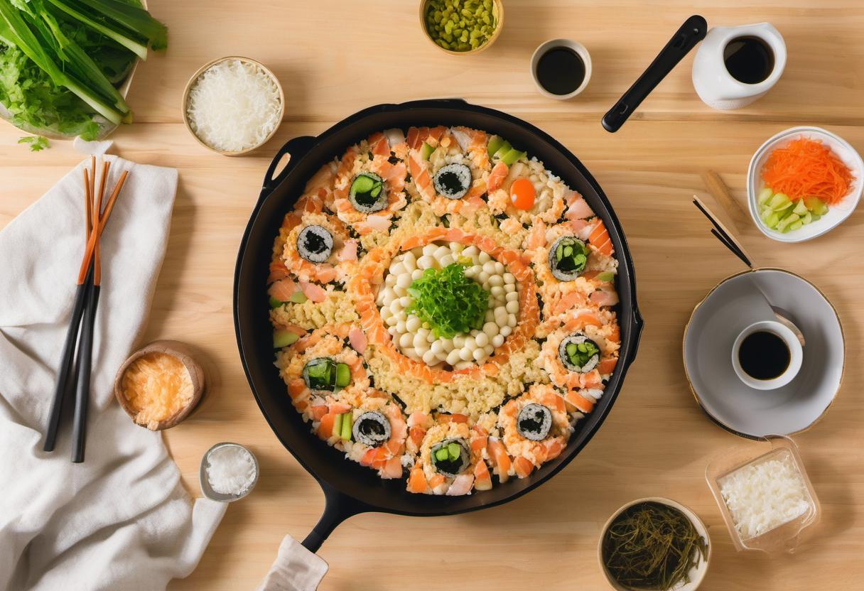 Image showing the final output answering the question: How do I bake a Sushi Pizza casserole.