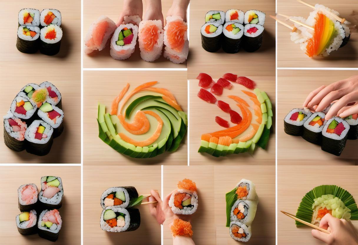 Image showing the final output answering the question: How do I assemble a Rainbow Sushi Roll like a pro.