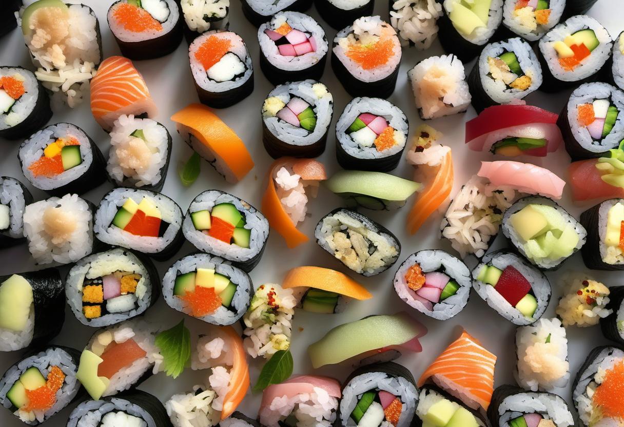 Image showing the final output answering the question: How do I incorporate unique fillings in a Rainbow Sushi Roll.