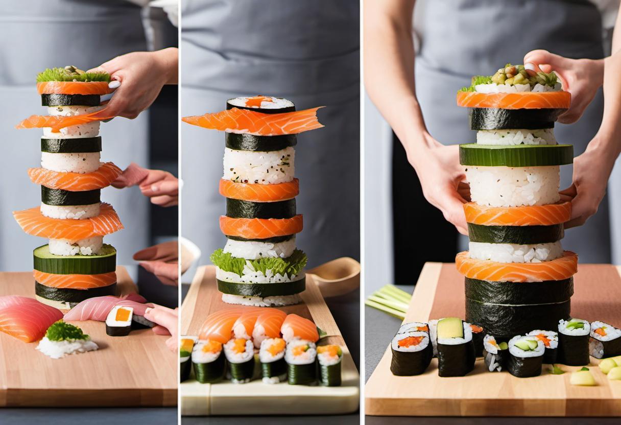 Image showing the final output answering the question: How do I assemble a Sushi Tower.
