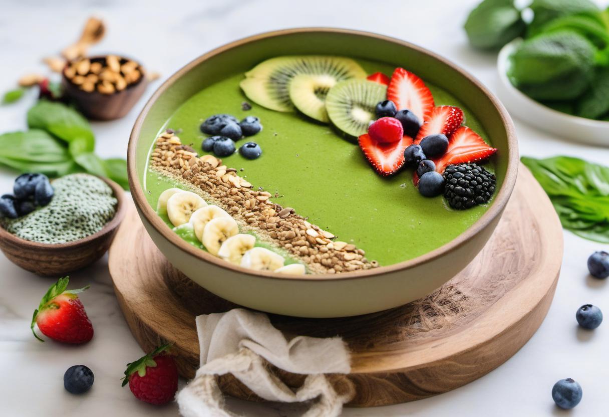 Image showing the final output answering the question: How do I whip up a refreshing green smoothie bowl.