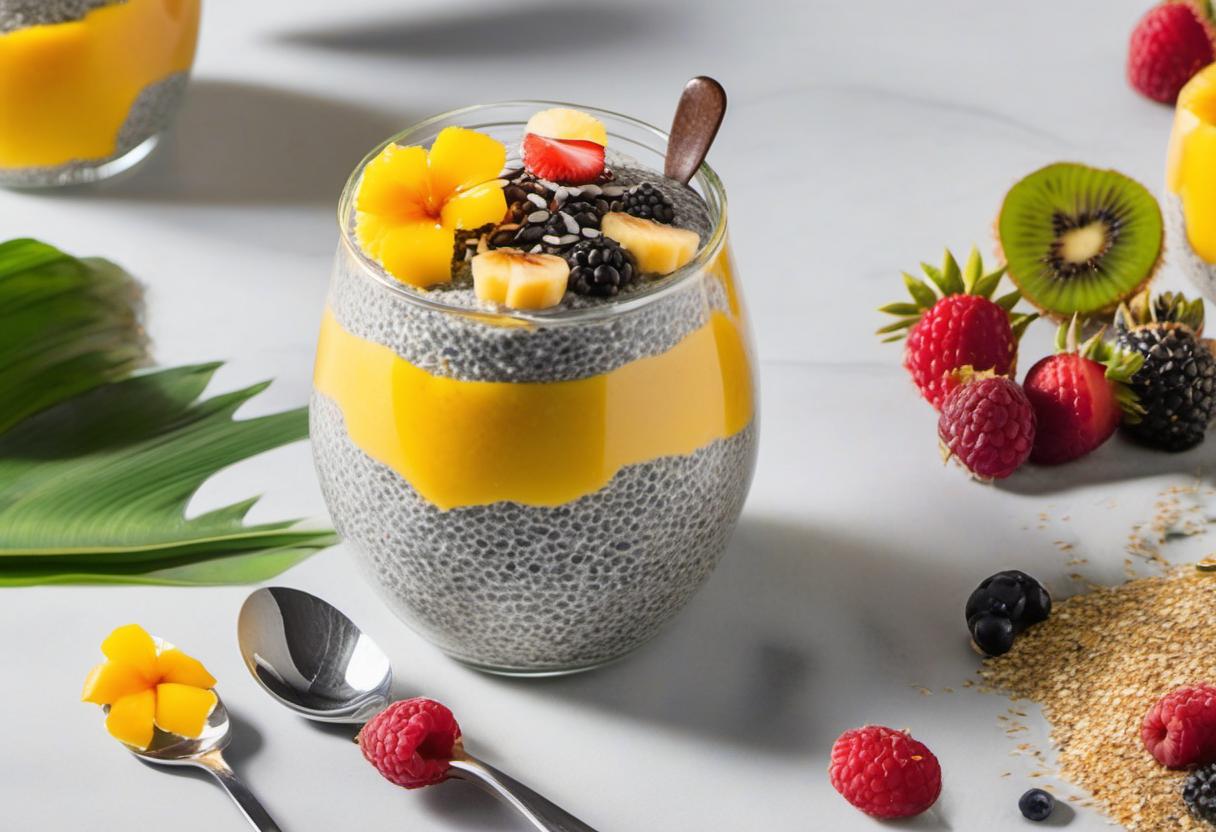 Image showing the final output answering the question: How do I create a tropical paradise in a Chia Seed Pudding.