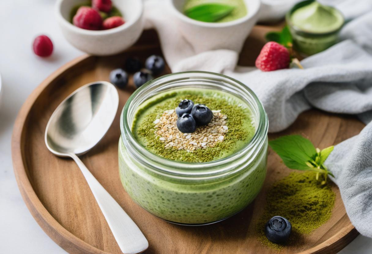 Image showing the final output answering the question: How do I make an energizing matcha Chia Seed Pudding.