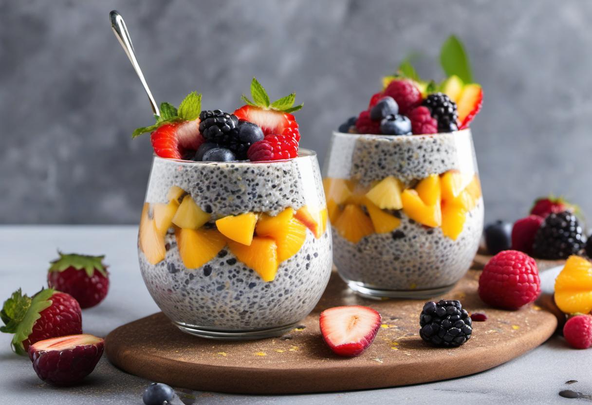 Image showing the final output answering the question: How do I whip up a fruity Chia Seed Pudding delight.