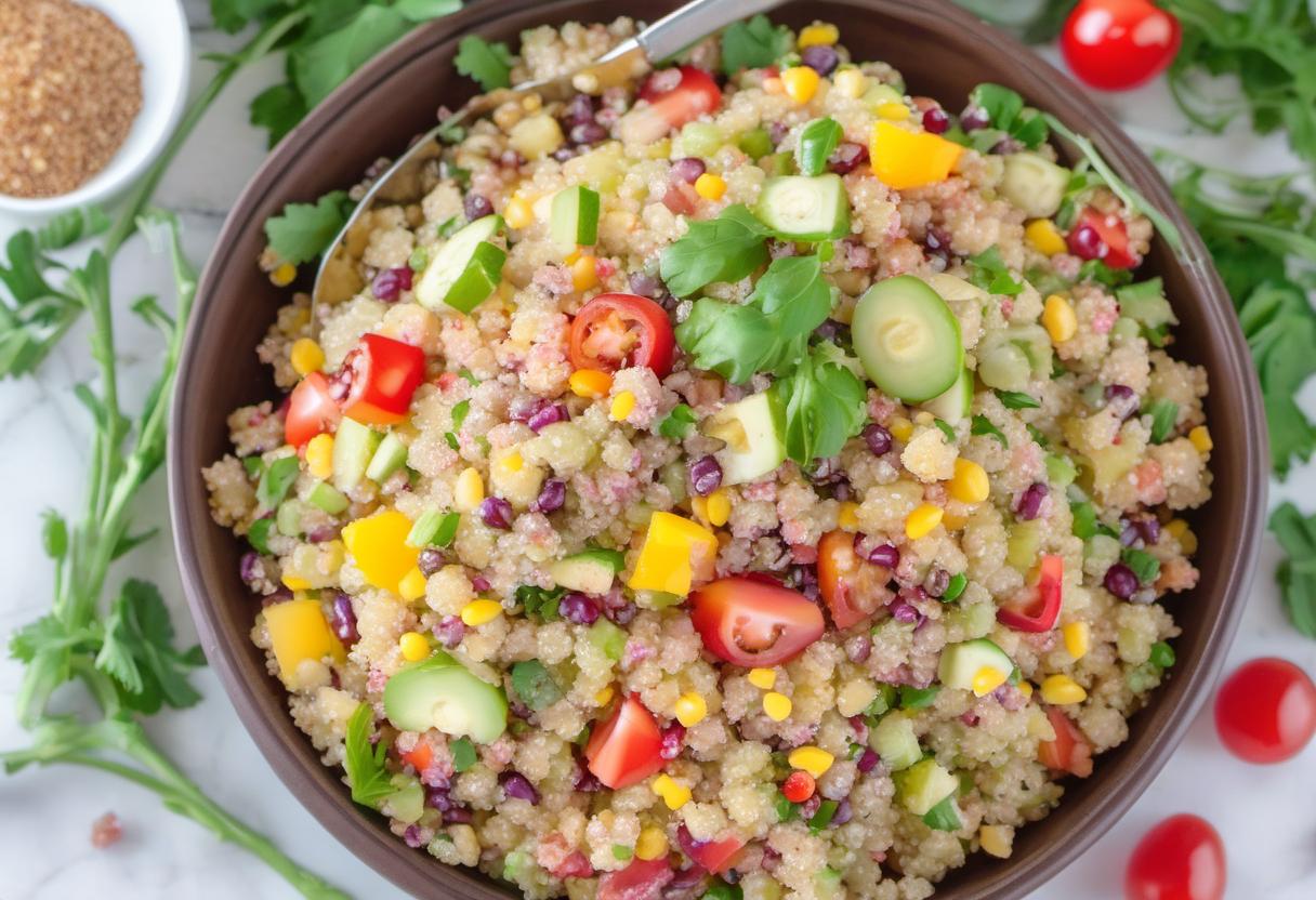Image showing the final output answering the question: How do I make a refreshing quinoa salad.