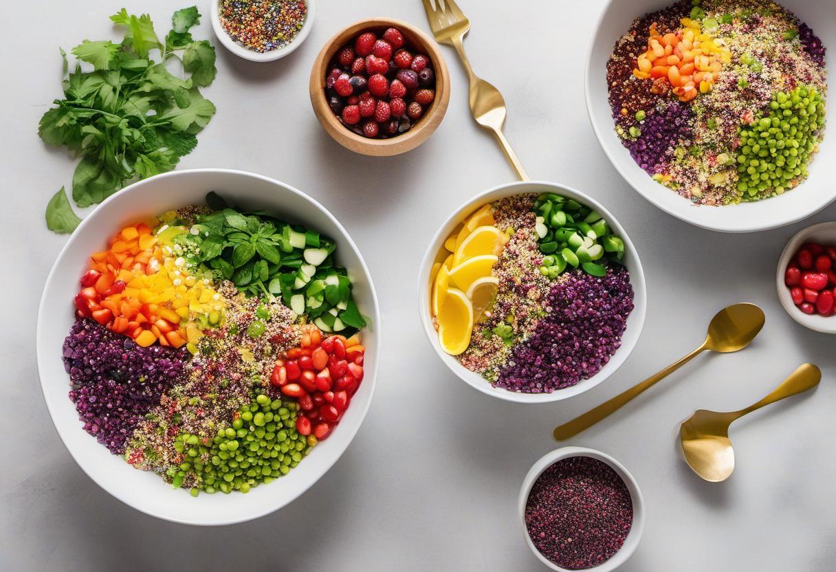 Image showing the final output answering the question: How do I whip up a colorful rainbow quinoa salad.