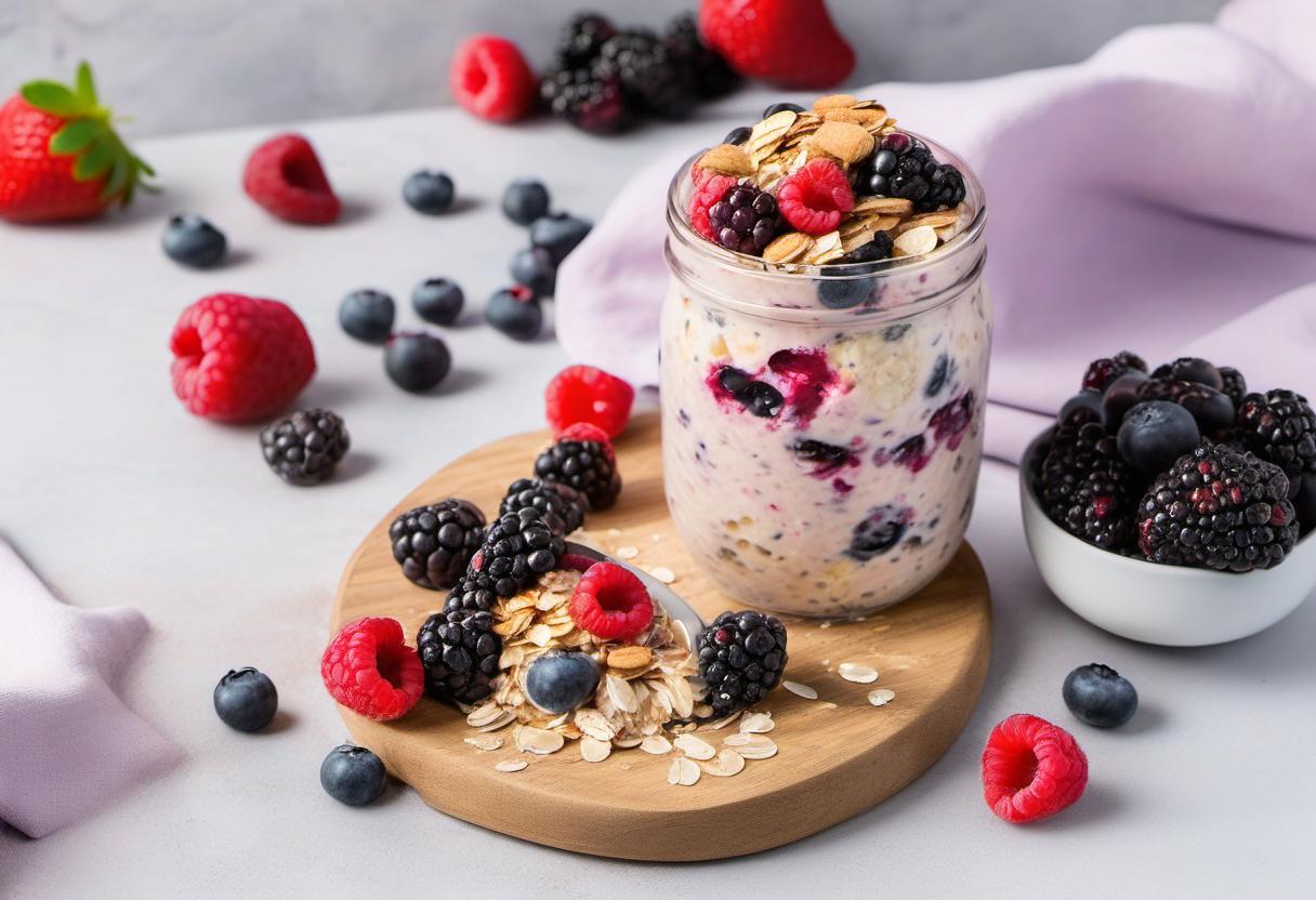 Image showing the final output answering the question: How do I whip up a fruity explosion with mixed berry overnight oats.