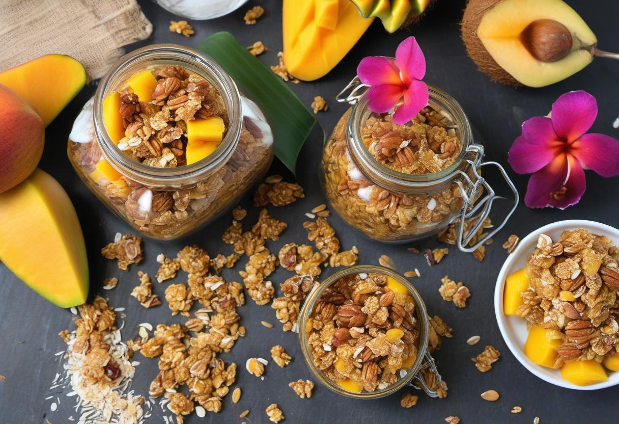 Image showing the final output answering the question: How do I whip up a tropical coconut mango grain-free granola.