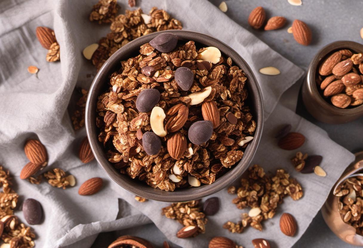 Image showing the final output answering the question: How do I make a satisfying chocolate almond grain-free granola.