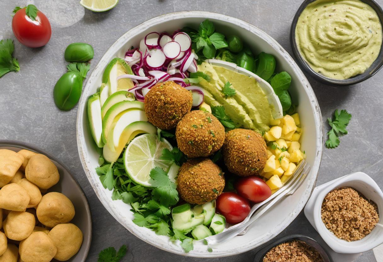 Image showing the final output answering the question: How do I make a refreshing Falafel Bowl.