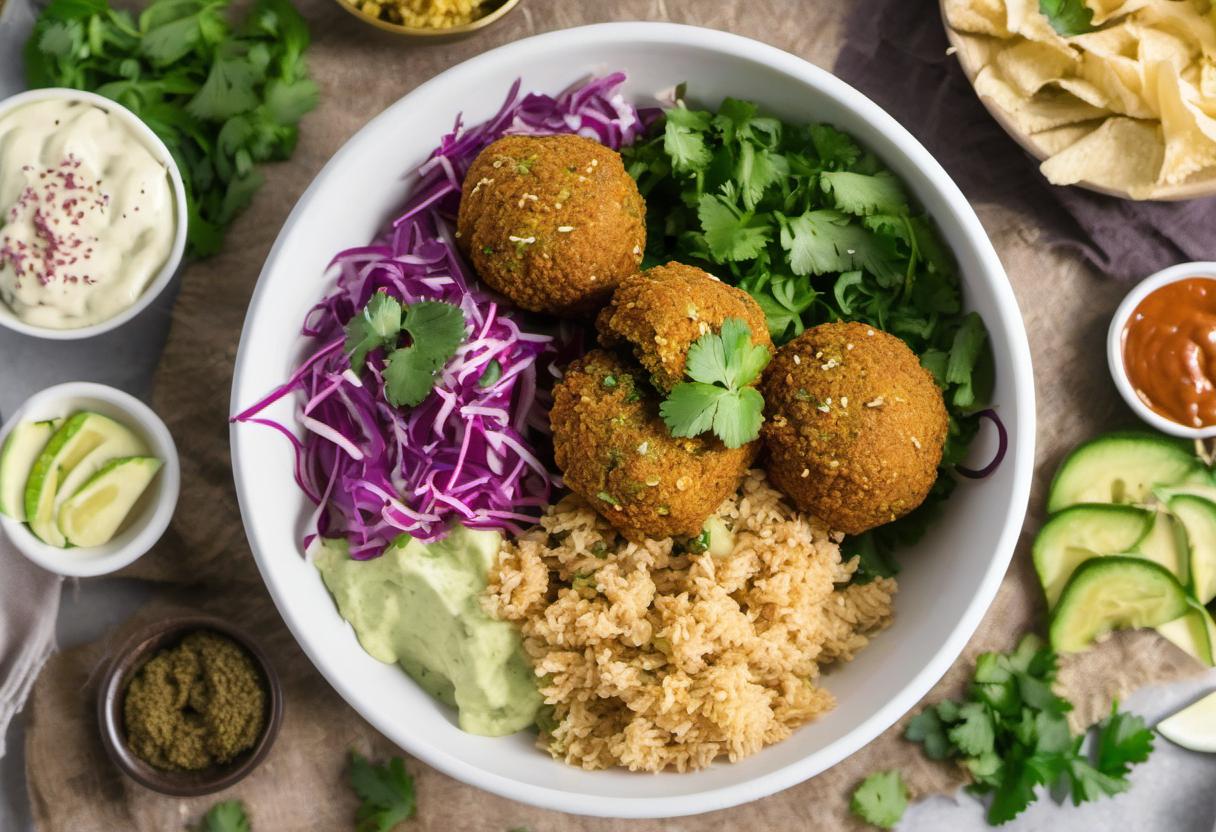 Image showing the final output answering the question: How do I make a homemade Falafel Bowl.