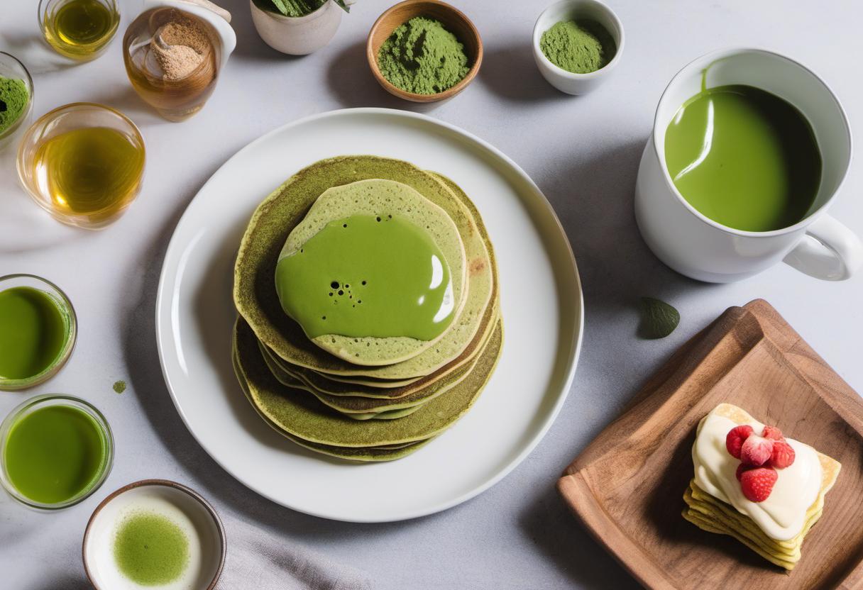 Image showing the final output answering the question: How do I make fluffy matcha pancakes.