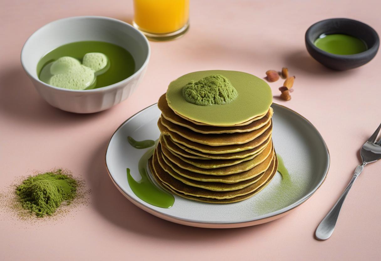Image showing the final output answering the question: How do I infuse matcha into pancakes.