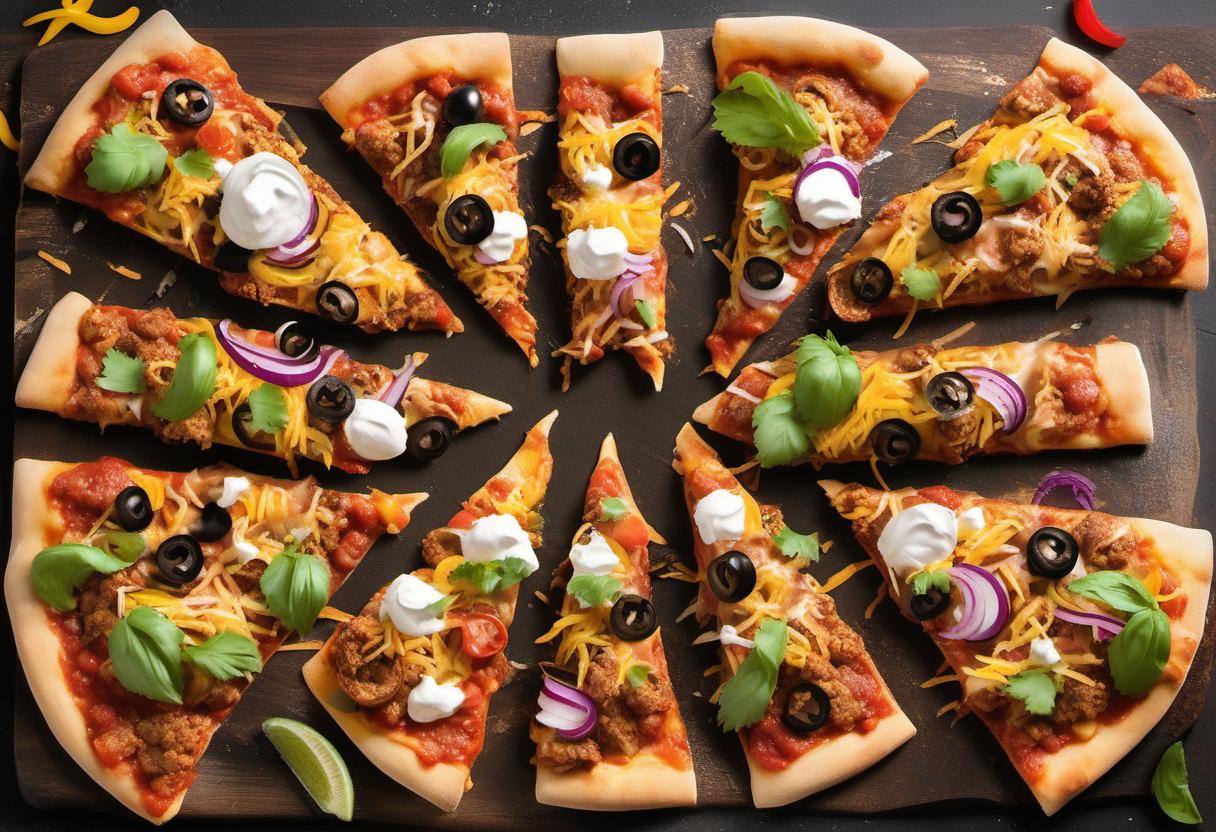 Image showing the final output answering the question: How do I bake a taco-inspired pizza.