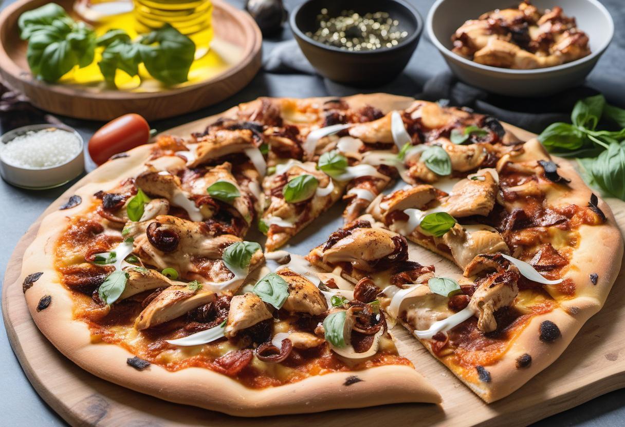 Image showing the final output answering the question: How do I make a game-changing Truffle Oil BBQ Chicken Pizza.