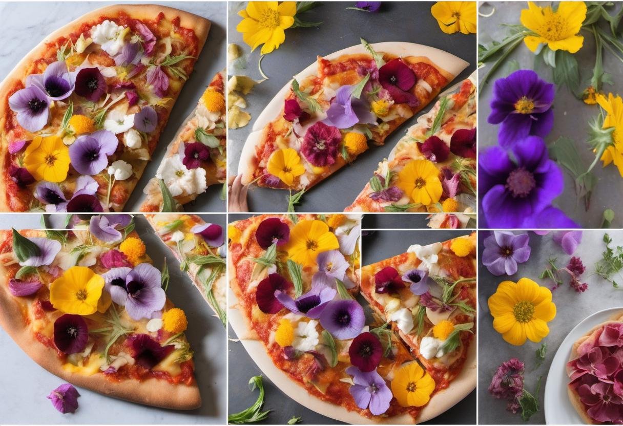 Image showing the final output answering the question: How do I create a gluten-free Pizza with Edible Flowers.