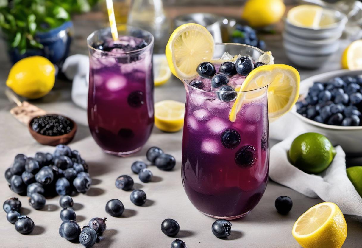 Image showing the final output answering the question: How do I mix a sparkling blueberry lemonade.