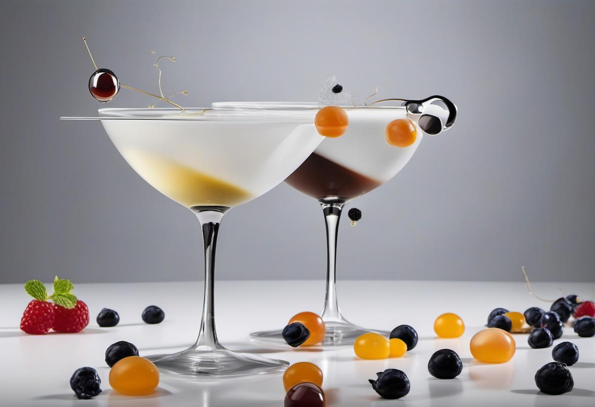 Image showing the final output answering the question: How do I whip up a Molecular Gastronomy Martini.