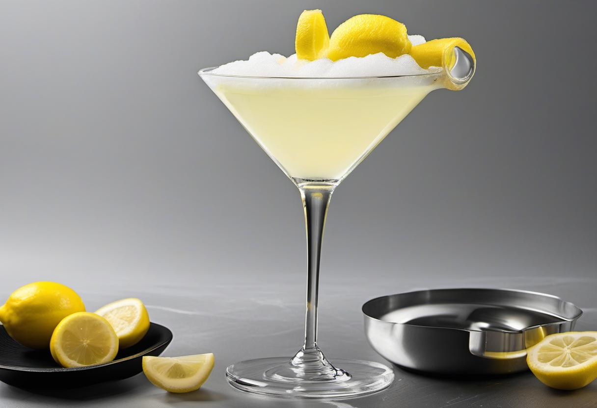Image showing the final output answering the question: How do I shake a Molecular Gastronomy Lemon Drop Martini.