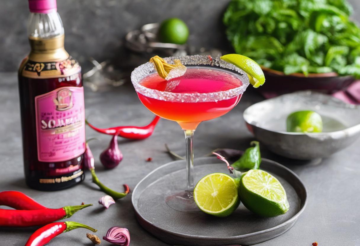 Image showing the final output answering the question: How do I make a spicy cosmopolitan.