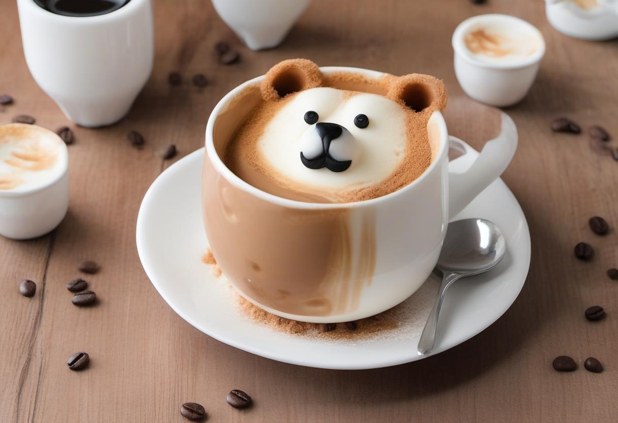 Image showing the final output answering the question: How do I make a 3D bear in my coffee cup.