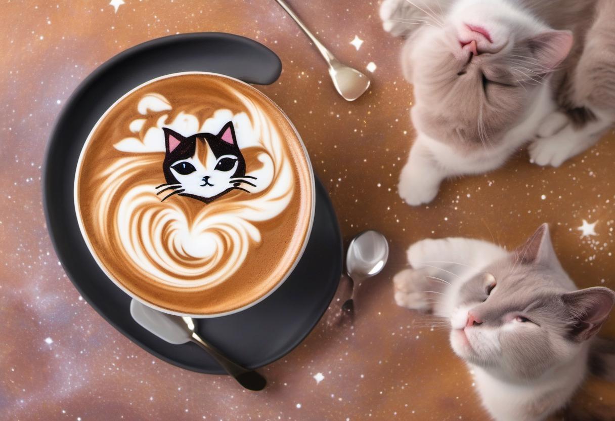 Image showing the final output answering the question: How do I make a galaxy cat latte.