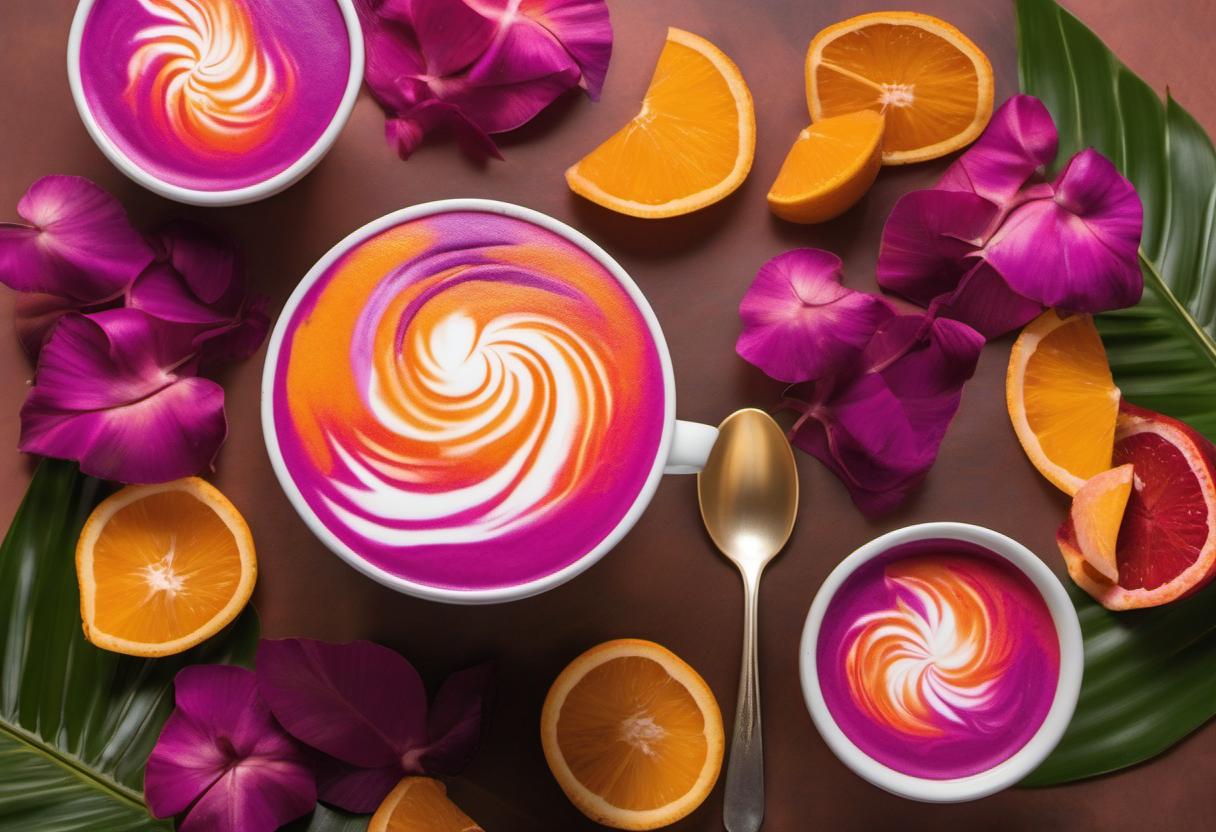 Image showing the final output answering the question: How do I make a tropical sunset latte.
