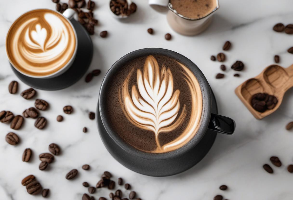 Image showing the final output answering the question: How do I create latte art with a Charcoal Latte.