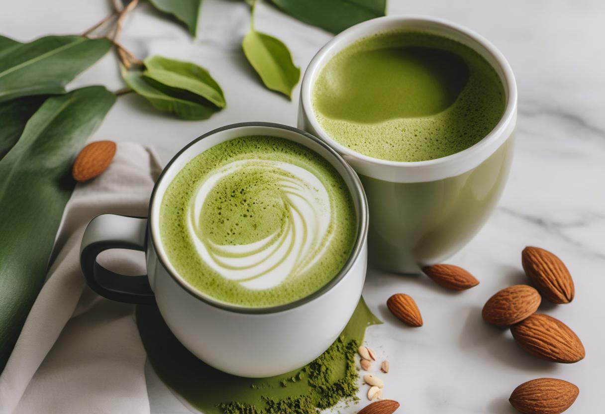 Image showing the final output answering the question: How do I make a matcha latte with almond milk.