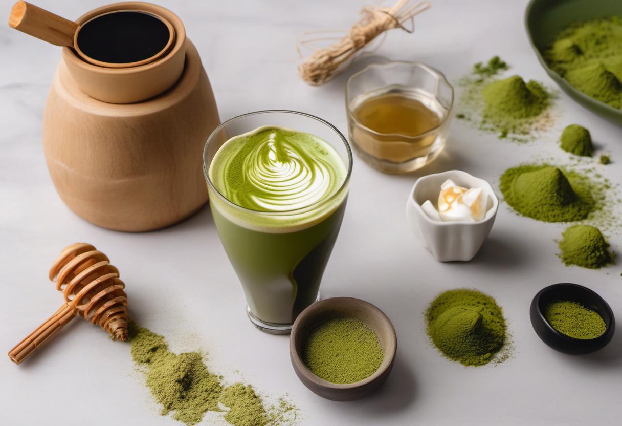 Image showing the final output answering the question: How do I make a matcha latte with honey.