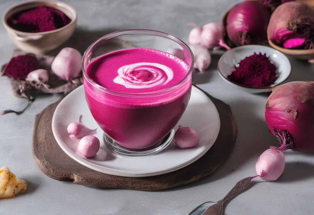 Image showing the final output answering the question: How do I make a Beetroot Latte that pops.