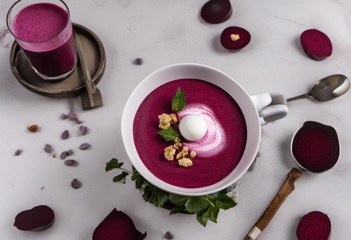 Image showing the final output answering the question: How do I whip up a Beetroot Latte frothy delight.