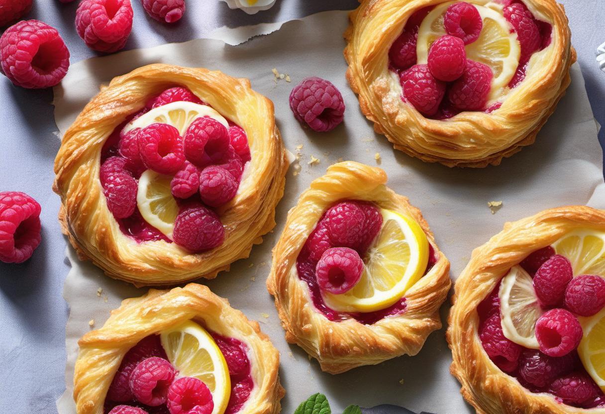 Image showing the final output answering the question: How do I make lemon raspberry croissant tarts.