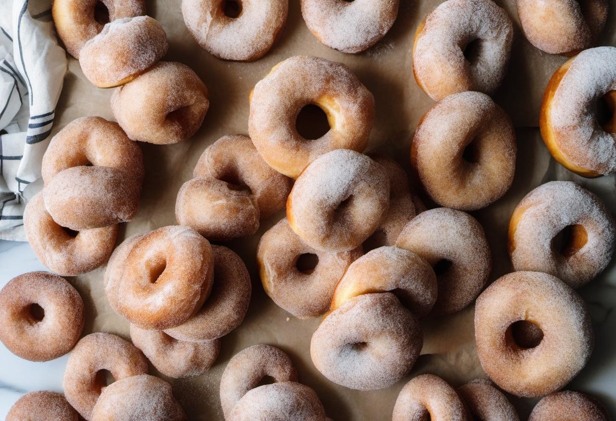 Image showing the final output answering the question: How do I bake fluffy cinnamon sugar doughnuts.