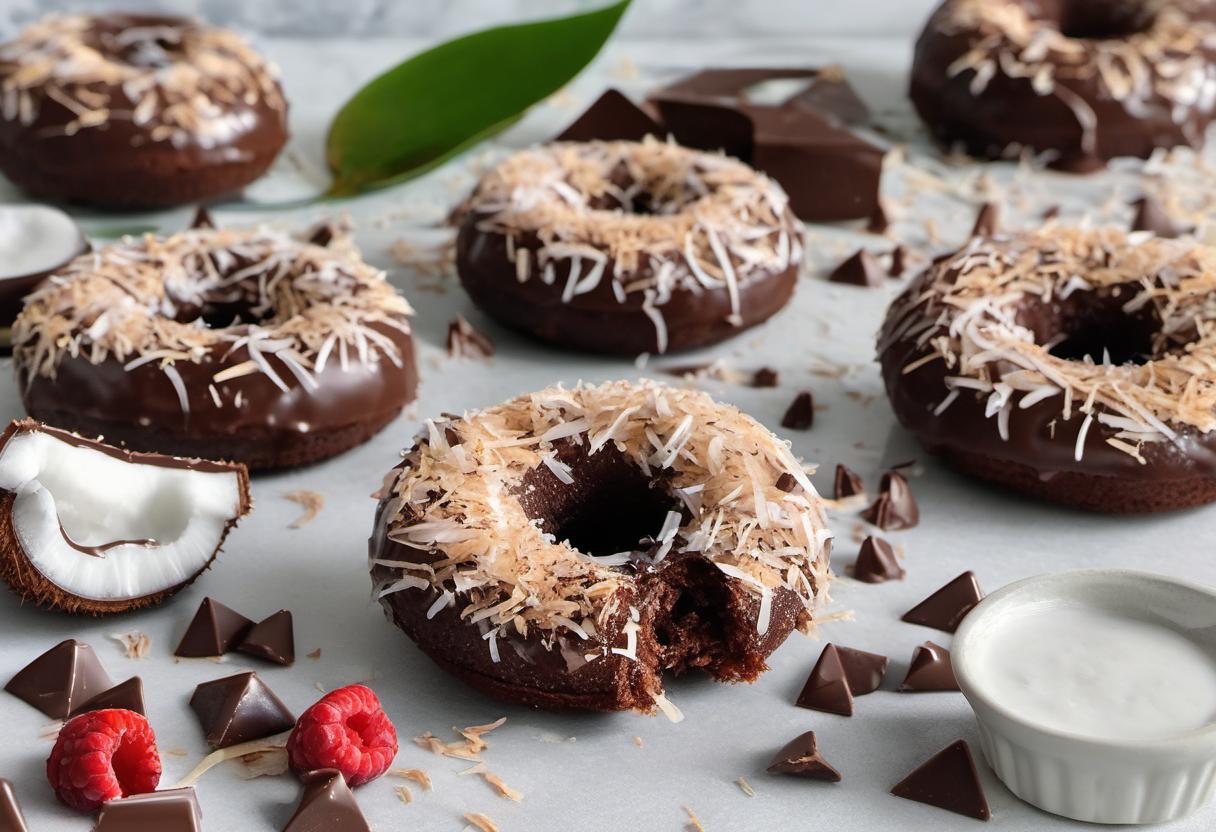 Image showing the final output answering the question: How do I bake gluten-free chocolate coconut doughnuts.