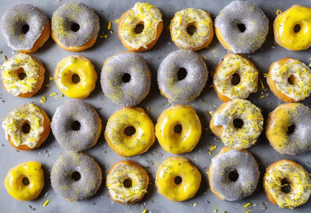Image showing the final output answering the question: How do I make zesty lemon poppy seed doughnuts.